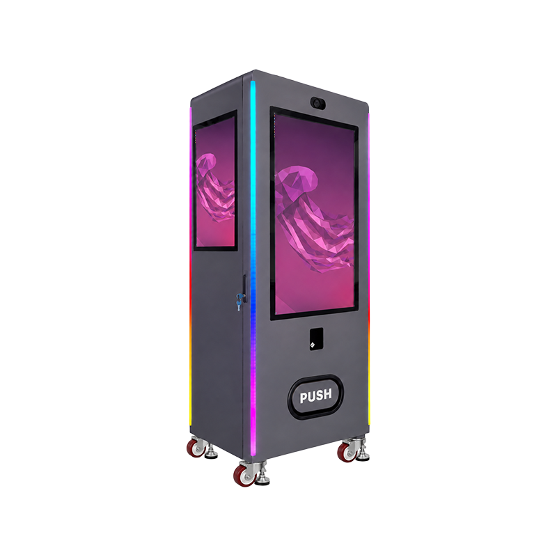 WM43-W angled view showing display surfaces and colorful edge lights